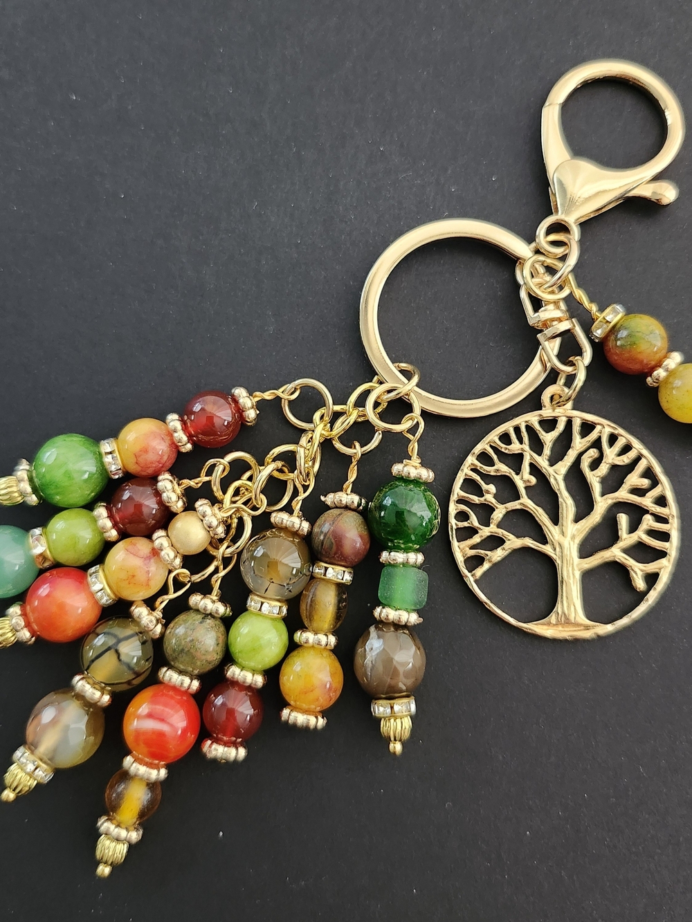 Tree Of Life Purse Charm or Keychain Agate Aventurine Carnelian Handcrafted